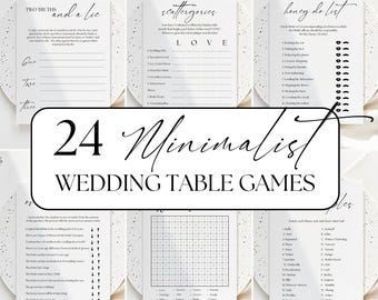 Bröllopsbordsspel Minimalistiska 24 redigerbara spelmallar Bordsspel Bröllop Direktnedladdning Canva