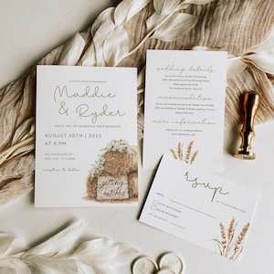 Landhochzeits-Einladung Landhochzeits-Einladung Heuballen-editierbare Hochzeitseinladung Rustikale Landhochzeit laden ein