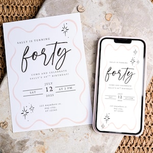40th Birthday Invitation 40th Birthday Invite Turning Forty Invitation 40 Birthday Editable Invitation Fortieth Birthday Party Invitation
