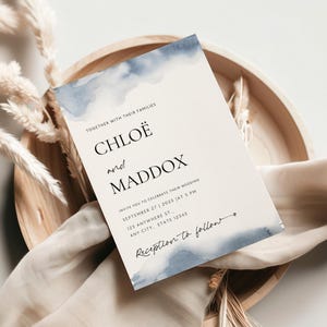 Navy Blue Splash Wedding Invitation Template Suite Canva Navy Blue Wedding Invitation Navy Blue editable Invite Dusty Blue Grey Blue Splash