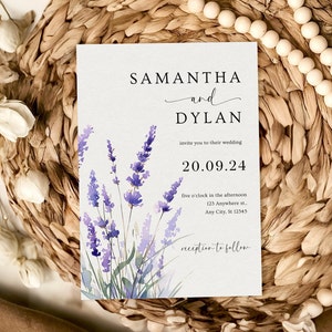 Lavender Wedding Invite Suite Lavender Wedding Evite Purple Wedding Invite Editable Wedding Invite Template