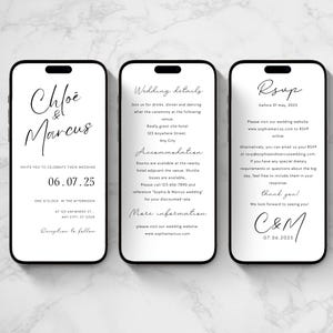 Minimalist Elektronische Hochzeitseinladung Evite Hochzeit Digitale Moderne Online Einladungen Smartphone Hochzeitseinladung Online Hochzeit Einladen