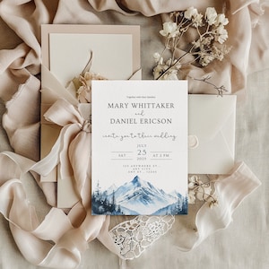 Mountain Invitation Outdoor Wedding Mountain Wedding Invitation Template Mountains Invitation