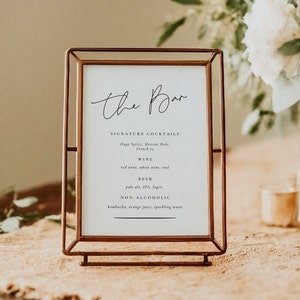 Modern Wedding Bar Menu Template Minimalist Bar Menu Wedding Sign Wedding Drink Sign Printable Wedding Signage Modern Bar Menu