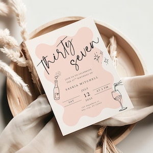 37th Birthday Invitation 37th Birthday Party Invite 37th Birthday Invitation Thirty Seven Birthday Editable Invitation For Her Canva Invite