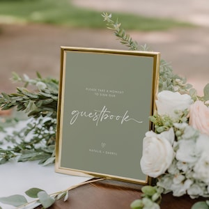 Sage Green Guest Book Sign Editable Sage Wedding Sign Minimalist Wedding Guestbook Sign Template Please Sign Our Guestbook Sign Lilah Suite