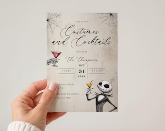 Halloween Costume Party Invitation Cocktails and Costumes Party Invite Digital Template Editable Canva Adult Halloween Party Invite