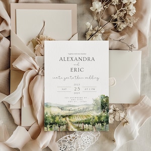 Weinkeller Hochzeitseinladung Weinkeller Hochzeit einladen Landhaus Hochzeitseinladung Evite Aquarell Hochzeitseinladung Bearbeitbare Einladungsvorlage