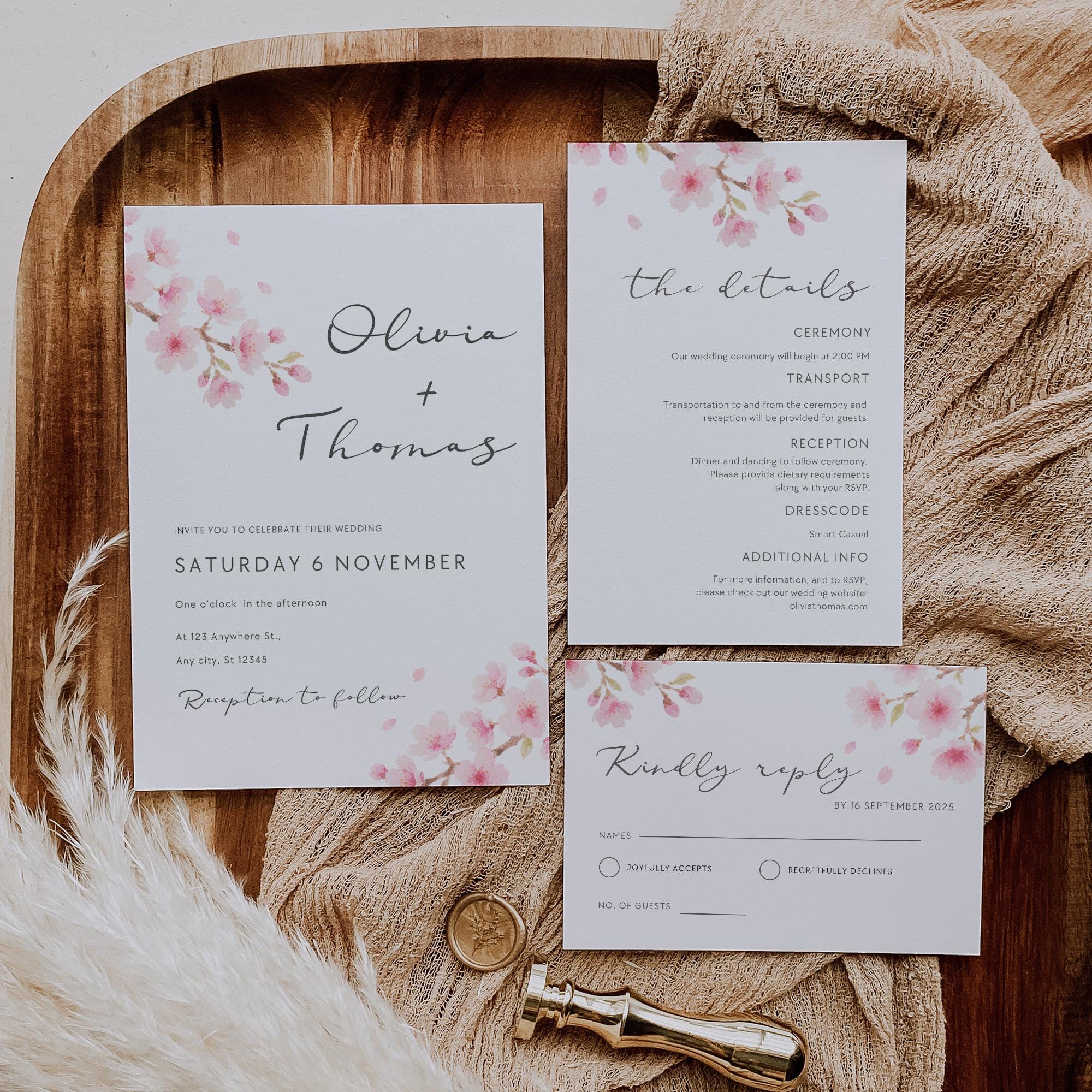 Pink Blossom Invite Pink Blossom Wedding Invite Cherry Blossom