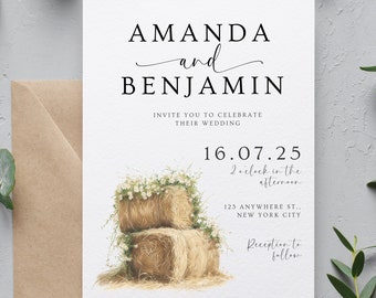 Farm Wedding Invitation Farm Wedding Invite Editable Wedding Invitation Rustic Country Wedding Invite Editable Invitation Canva