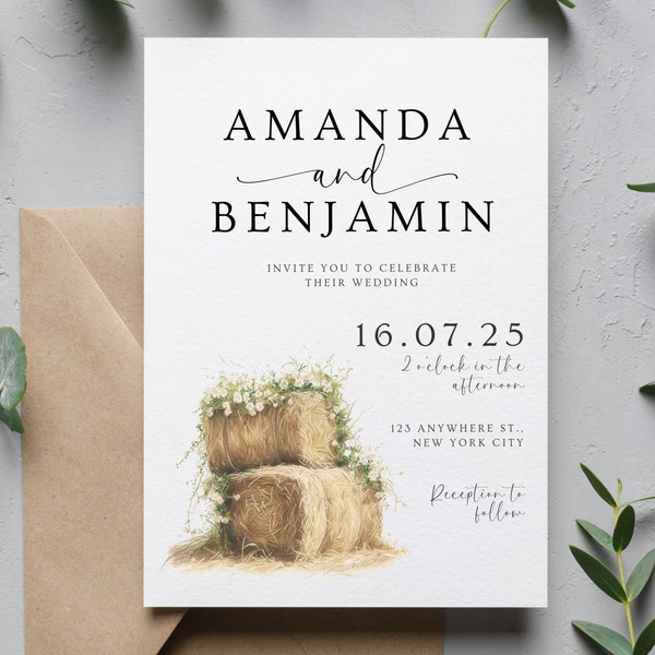 Farm Wedding Invitation Farm Wedding Invite Editable Wedding Invitation Rustic Country Wedding Invite Editable Invitation Canva