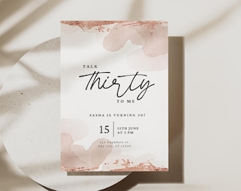 Rose Gold 30th Birthday Invitation 30th Birthday Invite Rose Gold Invite 30 Birthday Rose Gold Birthday Editable Invitation Template