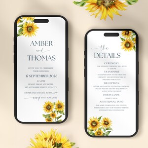 Digitale Sonnenblume Hochzeitseinladung Sonnenblume Digitale Hochzeit einladen Sonnenblume Digitale Einladung Blumenhochzeitseinladungs-Vorlage