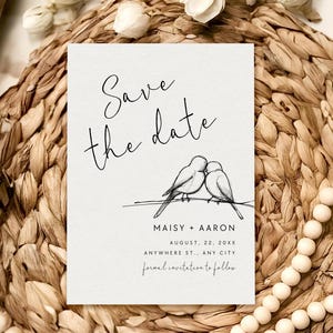 Love Birds Save the Date Template Save the Date Bearbeitbare Vorlage Canva Save The Date Hochzeitseinladung Bearbeitbar Einladen