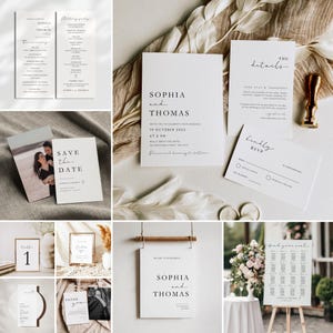 Modern Wedding Bundle Minimal Wedding Bundle Black and White Wedding Bundle Template Bundle Invitation Suite Canva