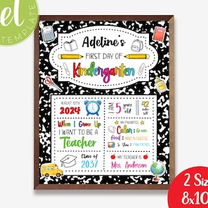 EDITABLE Composition Notebook First or Last Day of School Sign Template, Girl Back to School, Kindergarten, Any Grade Printable