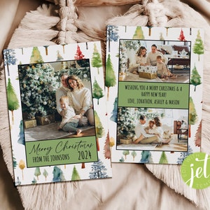 EDITABLE Christmas Photo Card Template, Merry Christmas, Christmas Tree Card, Picture Holiday Card Printable, Festive Christmas Card