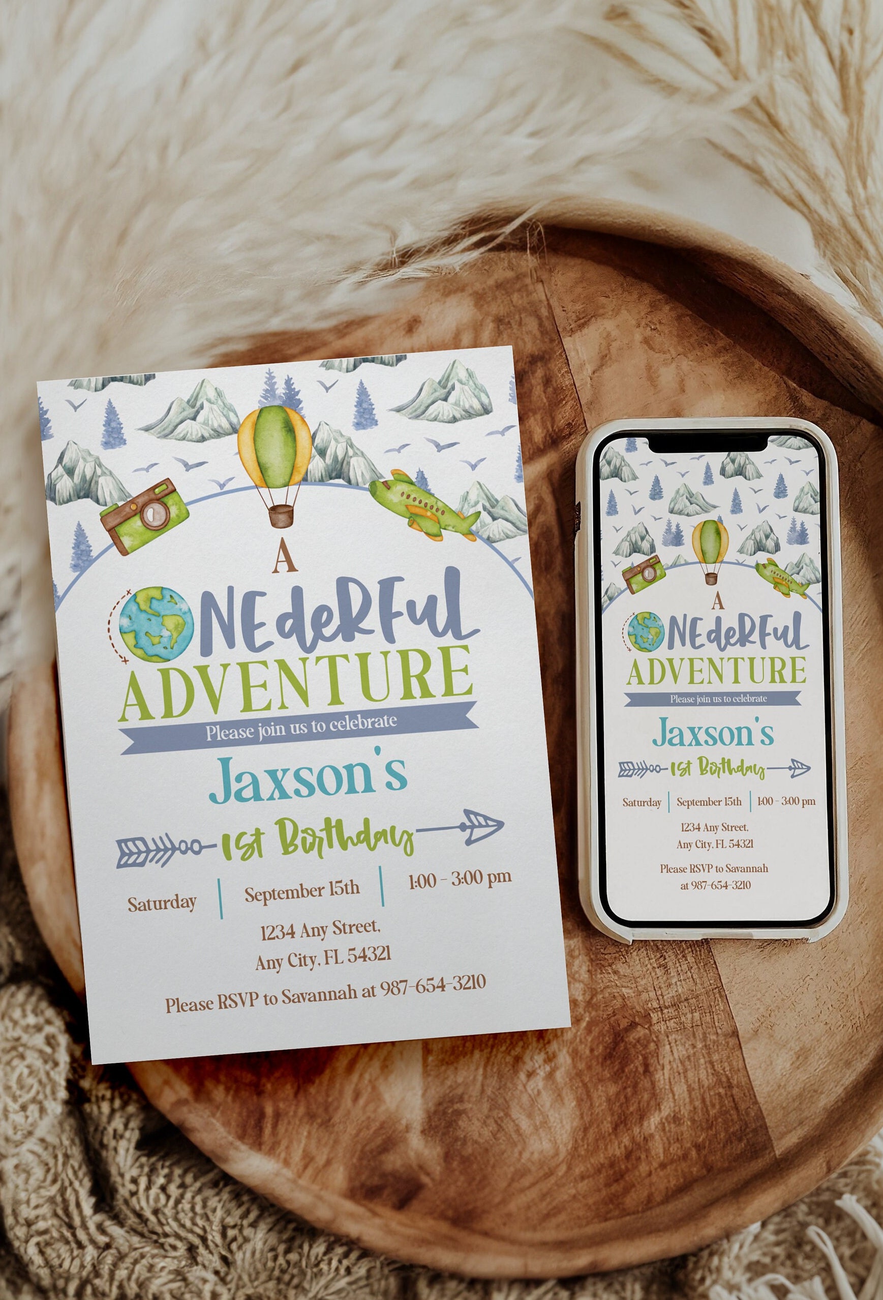 EDITABLE A Onederful Adventure Birthday Invitation Template, Wild ...