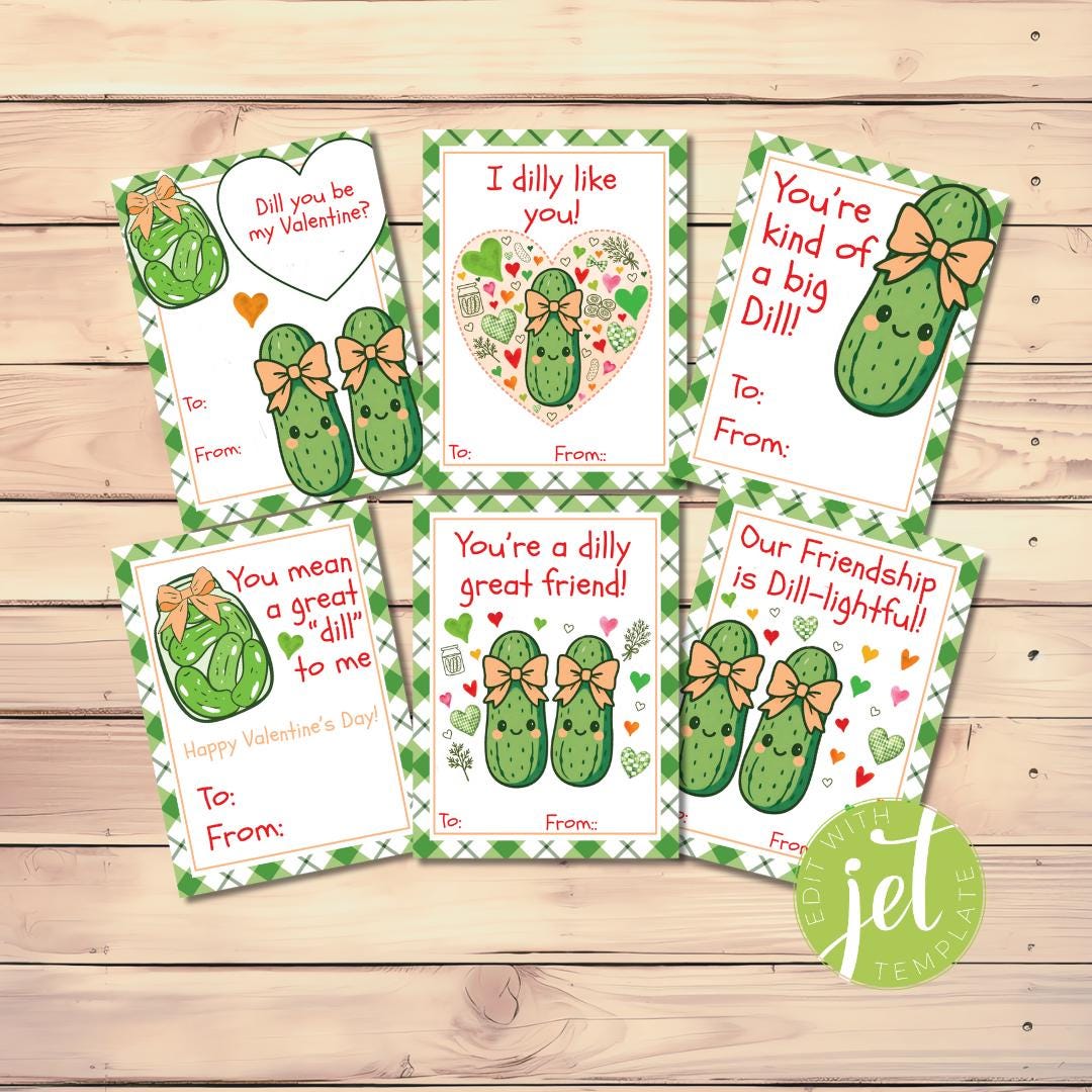 EDITABLE Pickle Valentine's Day Cards Template, Dill Pickle Valentine ...