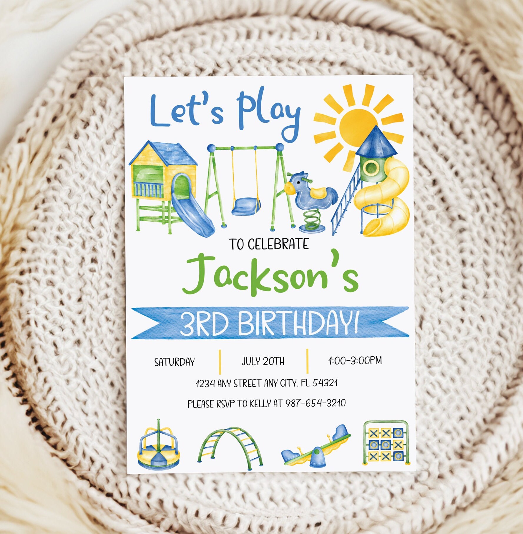 EDITABLE Playground Birthday Invitation Template, Any Age, Let's Play ...