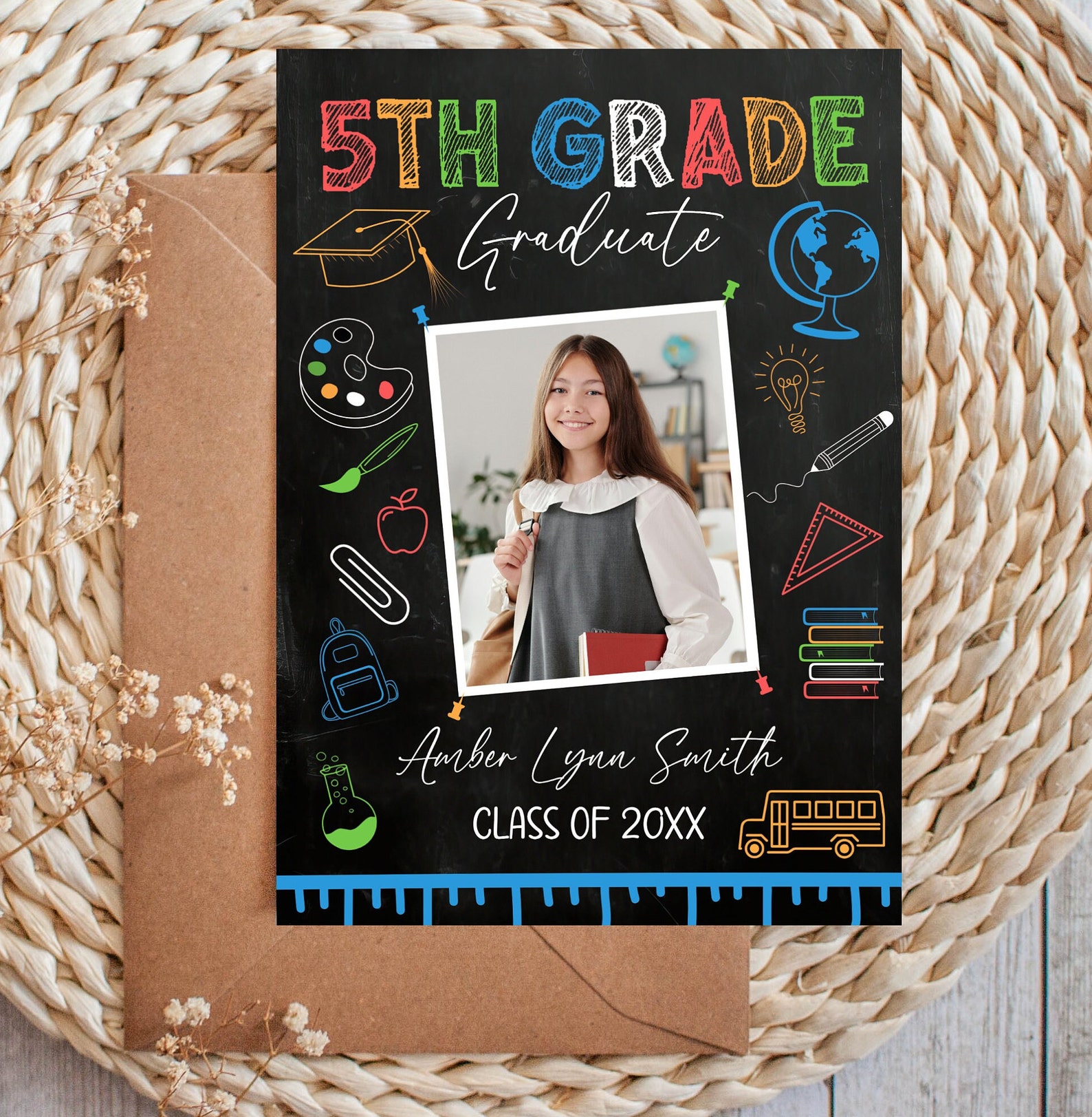 Grade R Gradution Invite EDITABLE 5th Grade Graduation Announcement, Graduate Invitation ...