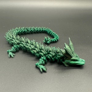 Articulating Dragon in Galaxy Green and Black, Crystal Dragon Fidget Toy, Sensory Gift, Party Favors
