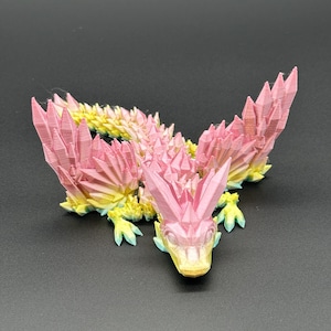 Articulating Winged Dragon in Silk Rainbow Color, Crystal Dragon Fidget Toy, Sensory Gift, Party Favors