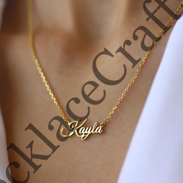 Custom Necklace, 16K Gold Plated Name Necklace, Birthday Gift for Him, 2023 Christmas Gift, Gift for Mom, Personalized