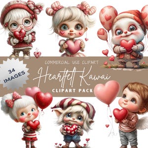 Clipart Kawaii First Love, Bambini stravaganti, Grafica PNG di coppie di ragazzi e ragazze, Elementi stravaganti, San Valentino carino, Uso commerciale