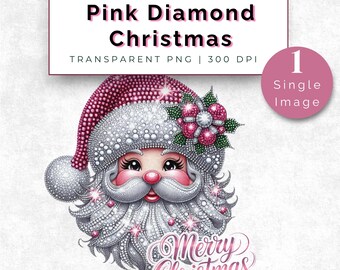 Sparkling Pink Santa PNG | Diamond Glitter Santa | Merry Christmas Sublimation Design | Festive Bling Holiday Art | Digital Download
