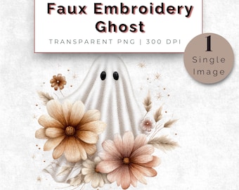 Faux Garn Blumen Geist PNG, Halloween Png Boho Blumen Sublimation Design Halloween Blumen Herbst Geist Shirt digitaler Download