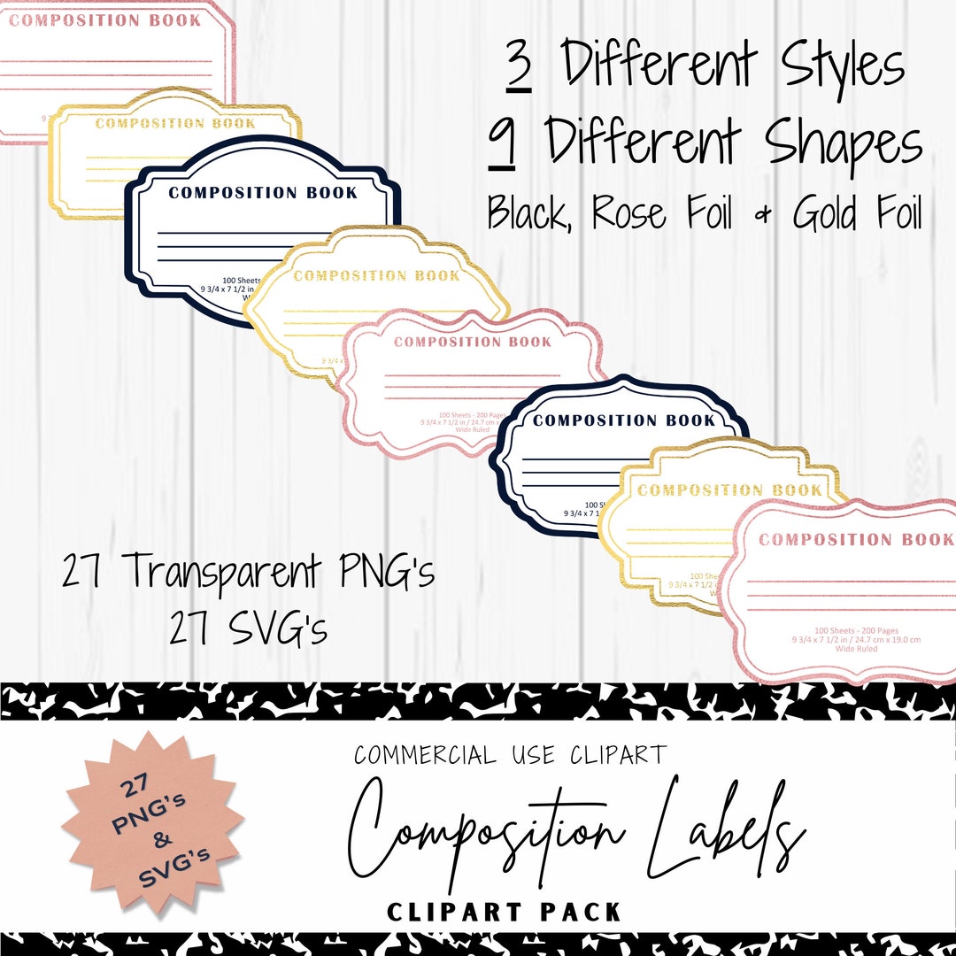 Composition Book Labels: Black & White PNG, SVG (digital Download) - Etsy