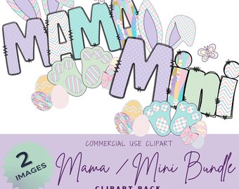 Paquete PNG de Pascua de Mamá Mini: Fuente Pastel Doodle (Descarga digital)