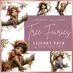 20 Enchanted Forest Fairy Clipart Whimsical Fairy PNGs with Transparent Backgrounds for Scrapbooking, Invitation Design & DIY Crafts Ca010