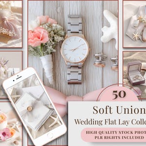 Soft Union–50 Neutral Wedding Flat Lay Stock Image | PLR Digital Download | Beige Cream Wedding Aesthetic | Styled Bridal Photography Bundle