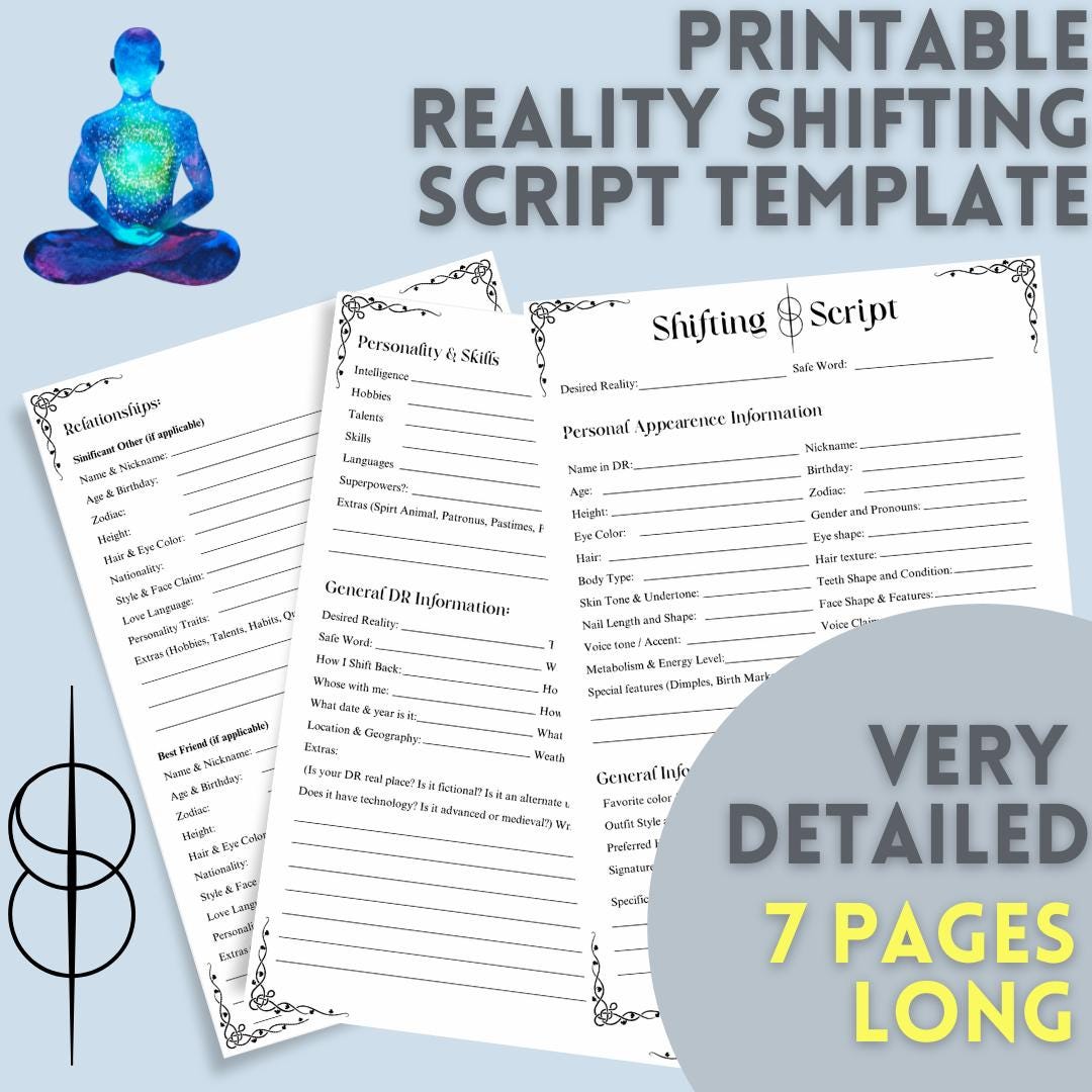Printable Reality Shifting Script Template- Ultra-detail, 7 Pages Long ...