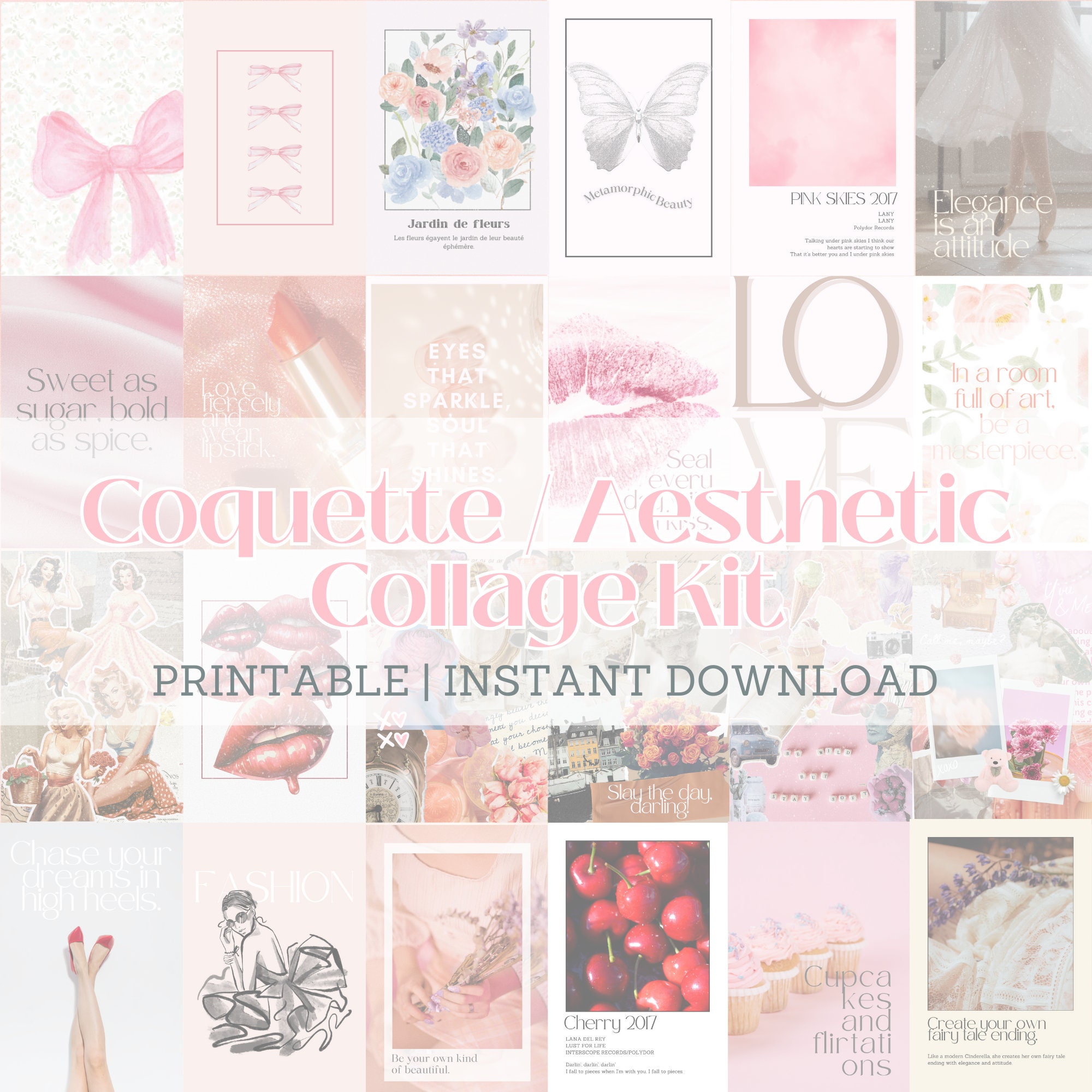Coquette Room Decor Aesthetic, Coquette Wall Collage Kit, 50pcs Coquette  Posters (4 × 6), Pink Room Decor Aesthetic, Vintage Prints.
