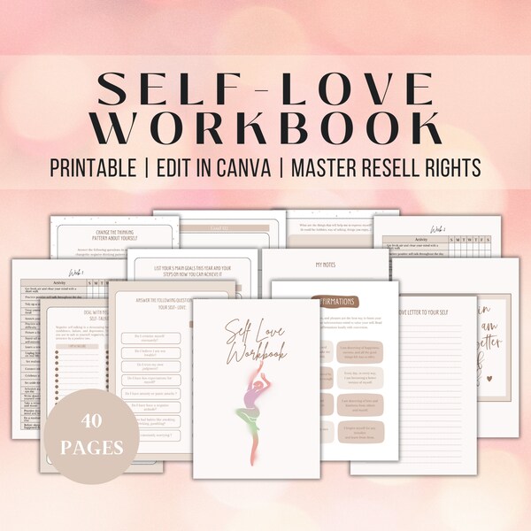 Self love Workbook Template Canva | Selflove Journal | Reflection Journal | Master Resell Rights