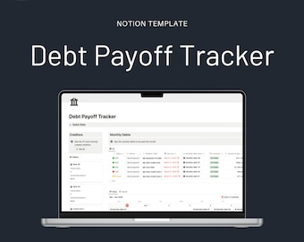 Notion Template, Debt Tilgungs-Tracker, Debt Tracker, Ästhetischer Notion, Notion Notizen, Notion Budget, Finanzierungsbudget, Ersparnis Tracker