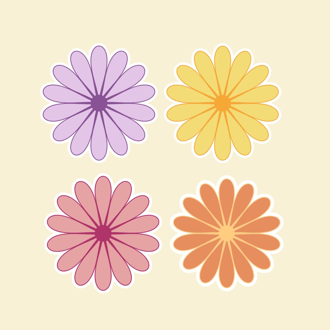 Flower Sticker Daisy Floral - Etsy