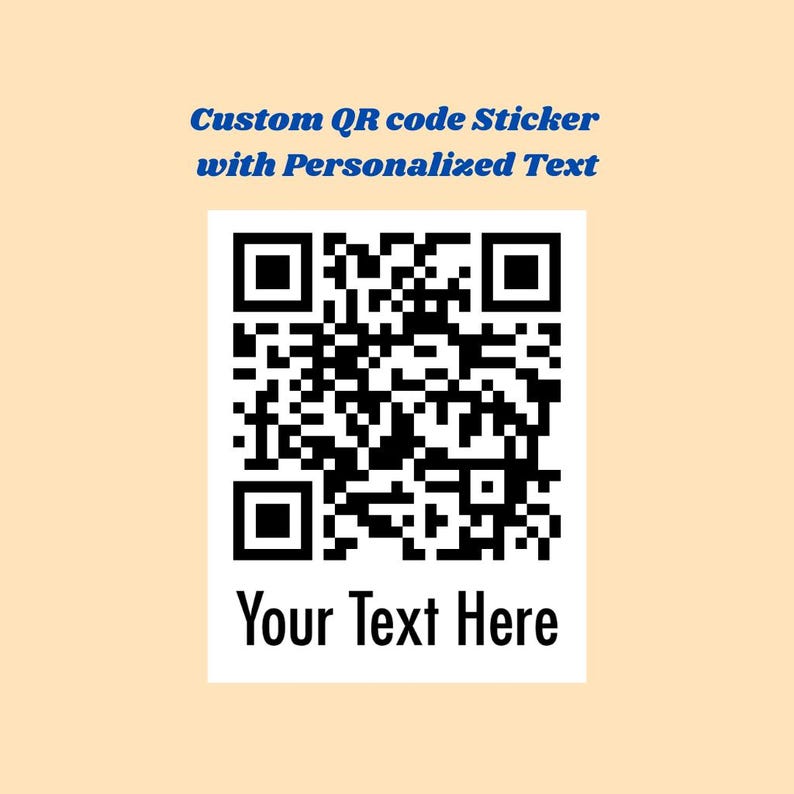 Custom Personalized QR Code Sticker With Text - Etsy