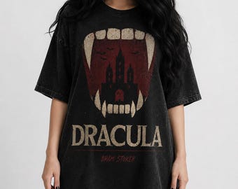 ドラキュラTシャツ｜吸血鬼｜ヴィンテージシャツ｜ゴシックホラーTシャツ｜古典文学｜グランジグラフィックTシャツ｜ダークアカデミア｜オルタナティブガールギフト