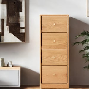 Living room storage, solid oak nightstand, freestanding corner cabinet, four-drawer storage table, 14.96&quot; D x 11.81&quot; W x 29.92&quot; H.