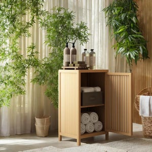 Bamboo Storage Cabinets, Freestanding Bathroom Floor Cabinets with Doors and Shelves, Kitchen Cabinet Storage Organizers, Sofa Side Tables.