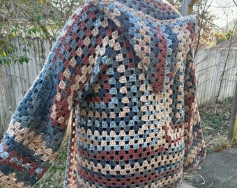 Hexagon Cardigan ; Granny Square Crochet with Hood Custom Made to Order