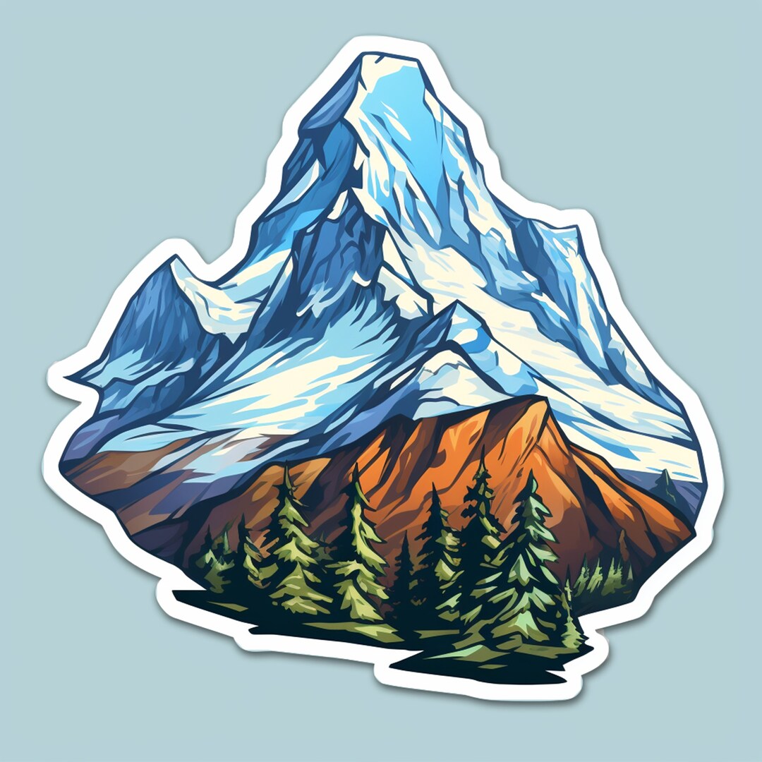 Grand Mountain With Trees Sticker - Die-cut Sticker - Waterproof, Vinyl ...