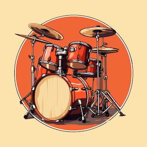 Kiss-Cut Sticker: Orange Drum Set Sticker