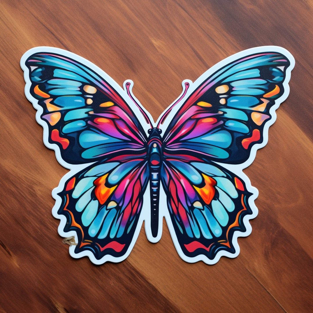 Die Cut Stickers: Super Colorful Butterfly Sticker - Etsy