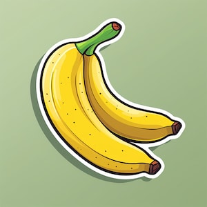 Kiss-Cut Sticker: Two Perfectly Ripe Organic Bananas Sticker