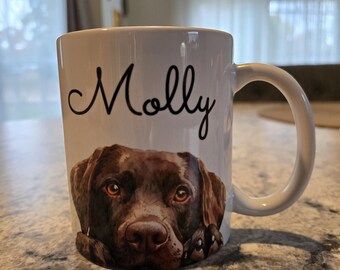 Custom Labrador Retriever Watercolor Peeking Dog Name Mug